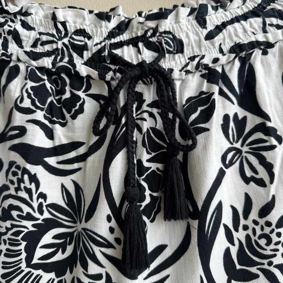 Knox Rose Black & White Floral Drawstring Pants - Size M - Picture 5 of 8
